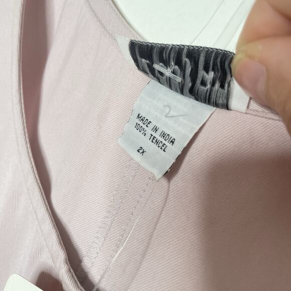 NWT Womens Maxi Dress 2X Blush Pink Sleeveless Chambray Tencel Pockets Easy Fit - Picture 5 of 6